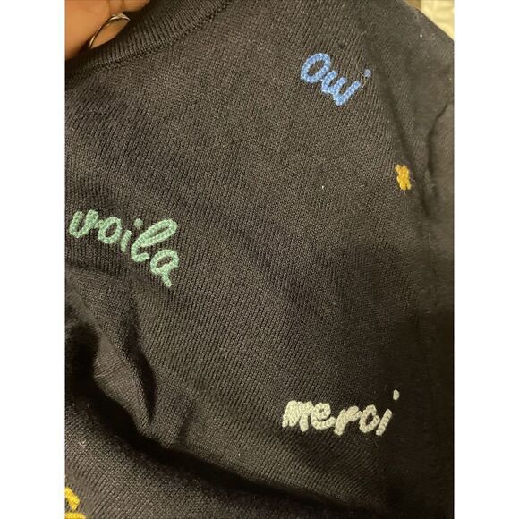 Talbots Charming Embroidered Cardigan Sweater Women’s Large French Oui Voila - Picture 7 of 8